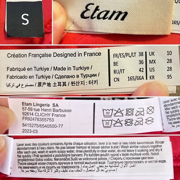 Etam Red High-Cut Bikini Swim Bottoms sz S Adjustable for Custom Coverage - Picture 7 of 8